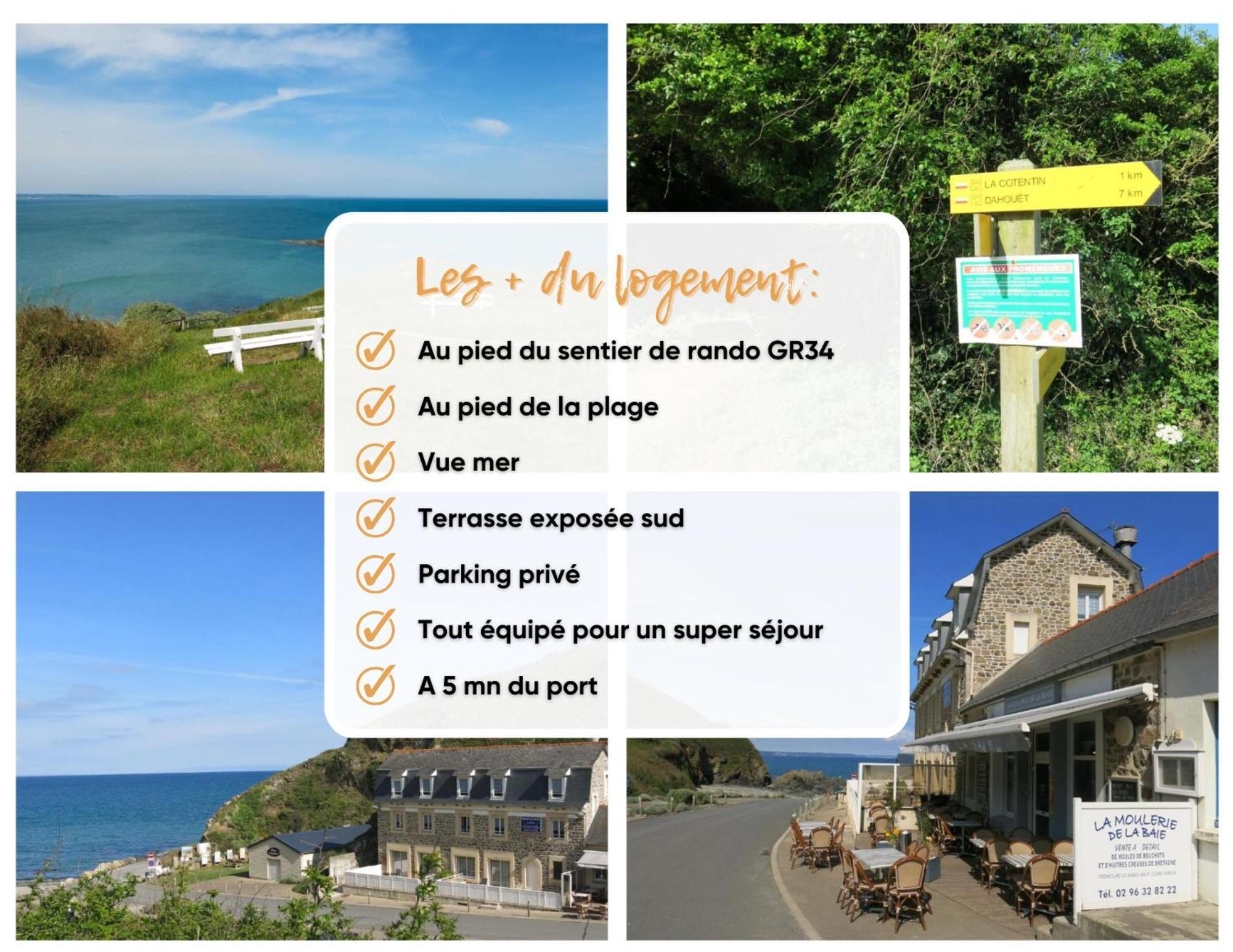 Appart' Avec Grande Terrasse Vue Mer -50M Plage Et Du Sentier De Randonnee Planguenoual Exterior foto